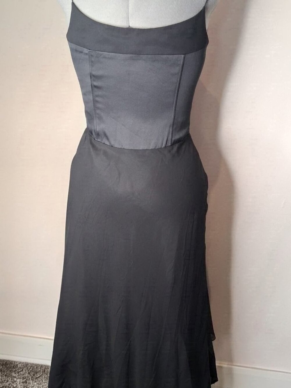 Laundry by Shelli Segal Black Silk Corset Hi-Low Dress Size 12 - Picture 2 of 6